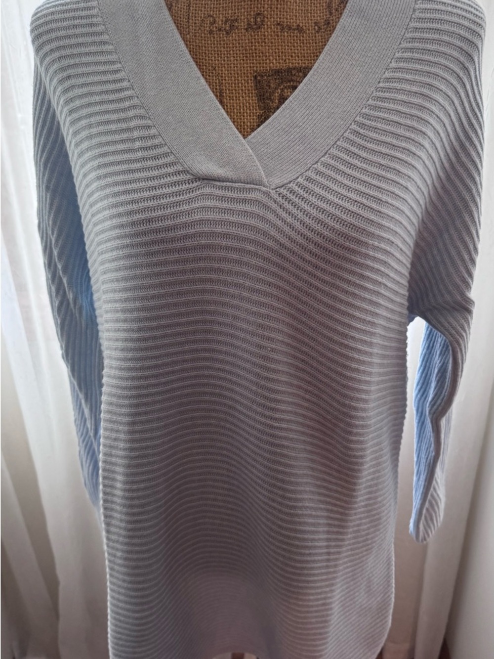 Talbots Light Blue Ribbed V-Neck Sweater